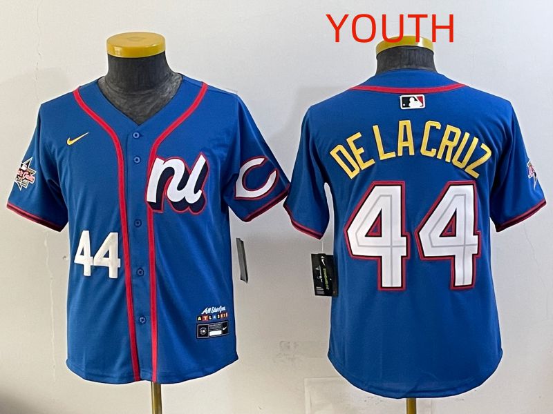 Youth 2025 Cincinnati Reds #44 De Lacruz Blue All star Nike MLB Jersey style 04
